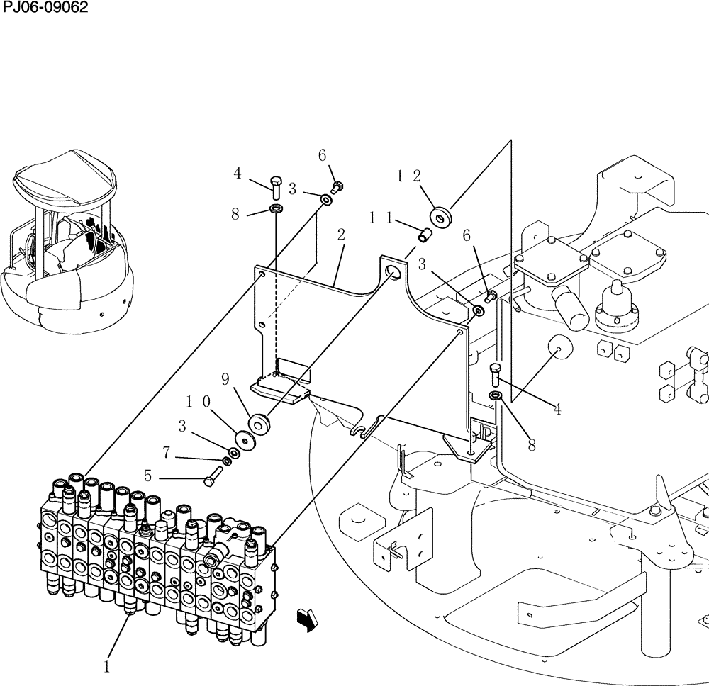 Схема запчастей Case CX50B - (080-72[1]) - VALVE INSTAL ANGLE DOZER (86) - DOZER