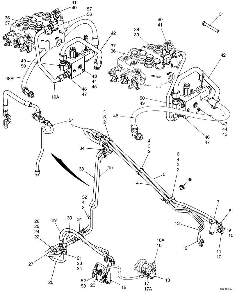 Схема запчастей Case 430 - (08-15) - HIGH FLOW HYDRAULICS - PILOT CONTROL (08) - HYDRAULICS