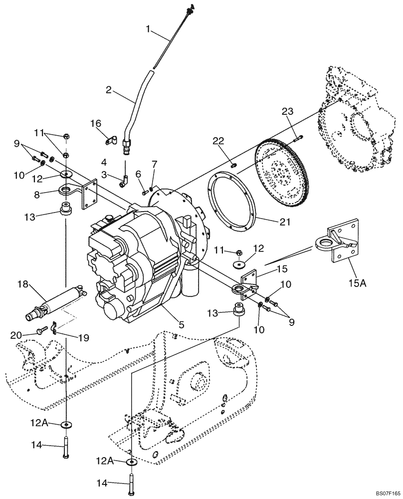 Схема запчастей Case 580SM - (06-13) - TRANSMISSION - MOUNTING (MODELS WITH POWERSHIFT) (06) - POWER TRAIN