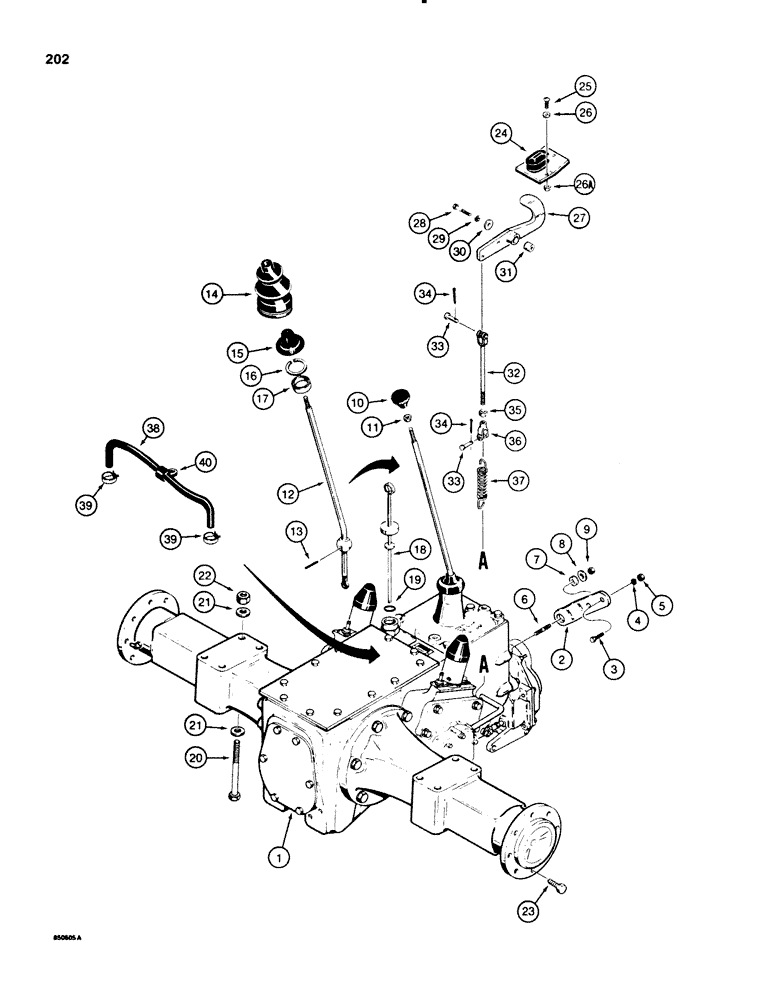 Схема запчастей Case 580E - (202) - TRANSAXLE & DIFFERENTIAL LOCK, USED ON TRANSAXLE SN 16270319-16276841 & TRANSAXLE SN 1626842 & AFTER (06) - POWER TRAIN