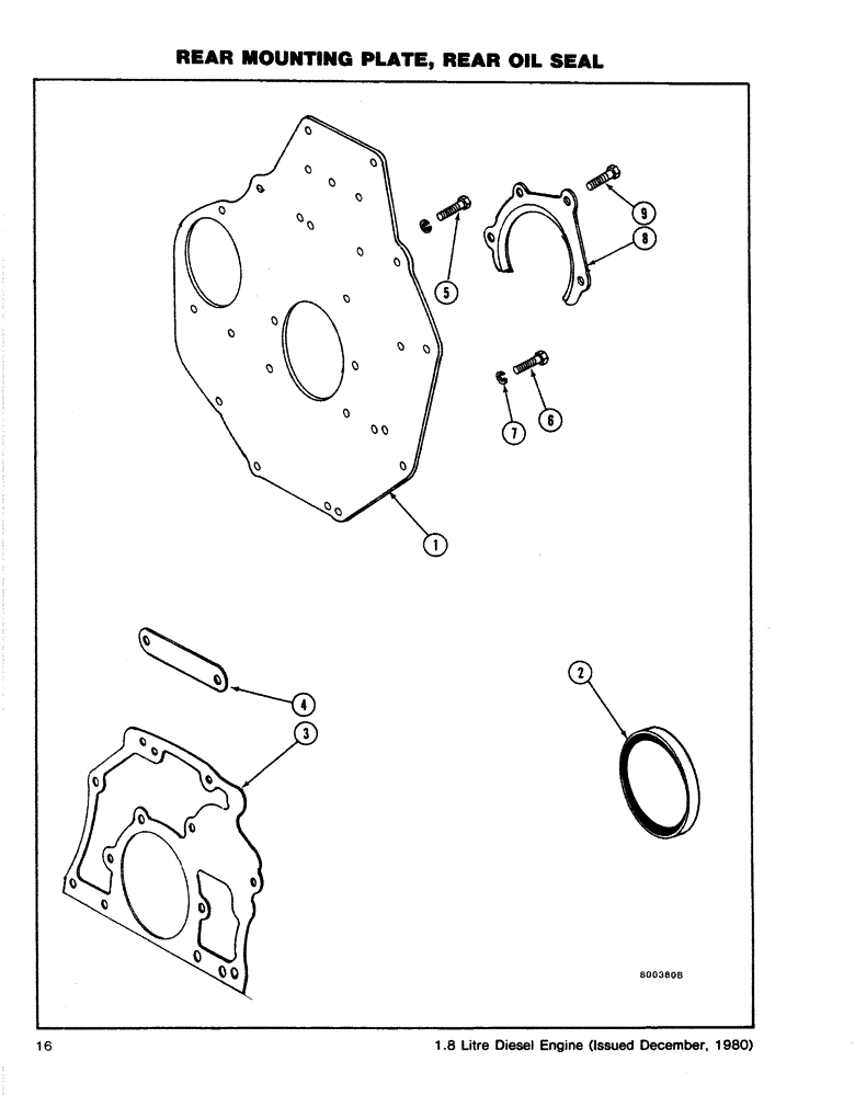 Схема запчастей Case CASE - (16) - REAR MOUNTING PLATE, REAR OIL SEAL (02) - ENGINE