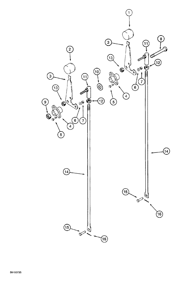 Схема запчастей Case 760 - (09-048) - ATTACHMENT LIFT CONTROLS, ATTACHMENT CONTROL RODS HAVE MALE THREADS AT BALL JOINT ENDS (89) - TOOLS