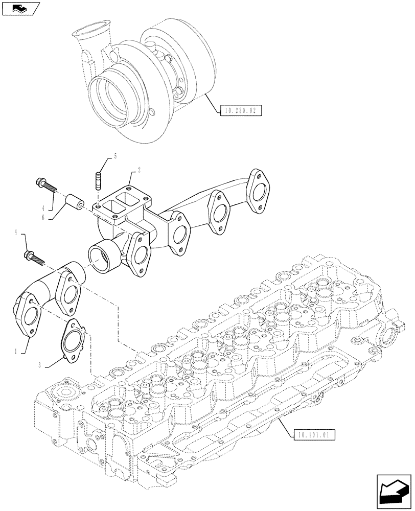 Схема запчастей Case F4DFE613B A004 - (10.254.05) - EXHAUST MANIFOLD (10) - ENGINE