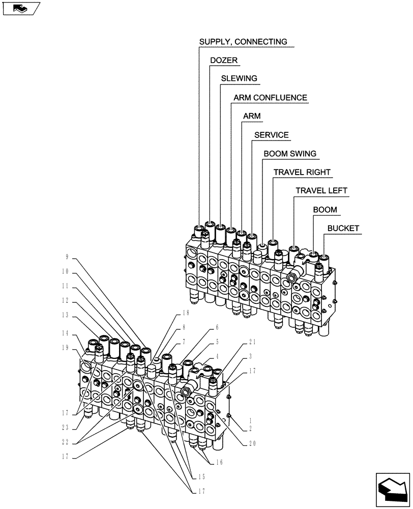 Схема запчастей Case CX55BMSR - (01-018[02]) - VALVE INSTALL (35) - HYDRAULIC SYSTEMS