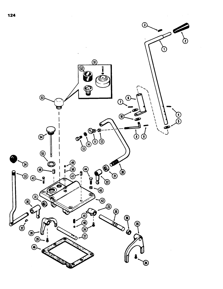 Схема запчастей Case 480B - (124) - EIGHT-SPEED SHUTTLE CONTROL COVER 