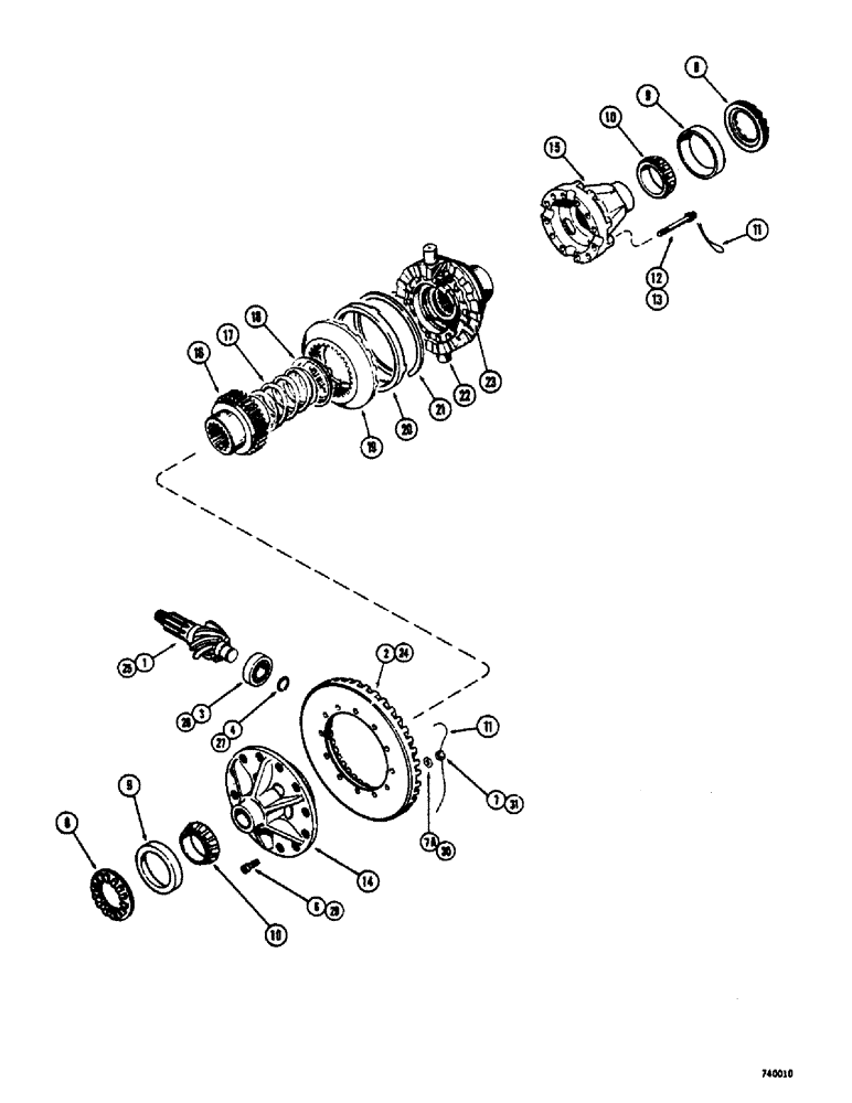 Схема запчастей Case 600 - (172) - PRM130 AXLE DIFFERENTIAL, NO-SPIN, PINION, RING GEAR AND DIFFERENTIAL CASE (03) - TRANSMISSION