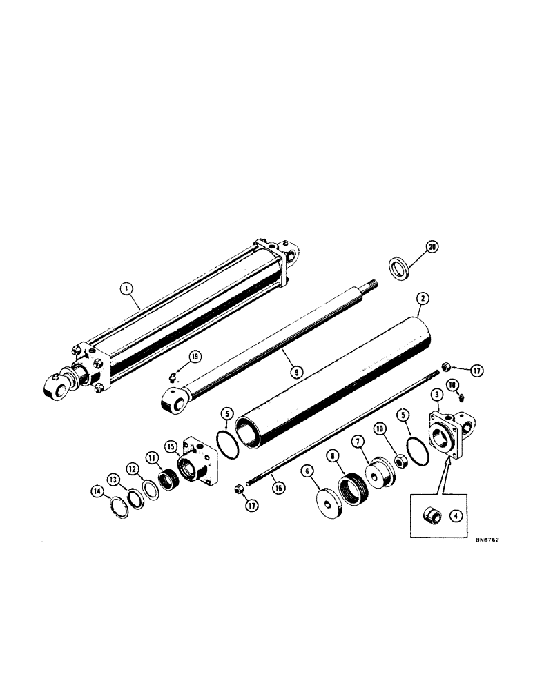 Схема запчастей Case 1000 - (266[1]) - 70350 DOZER ANGLING HYDRAULIC CYLINDER (07) - HYDRAULIC SYSTEM