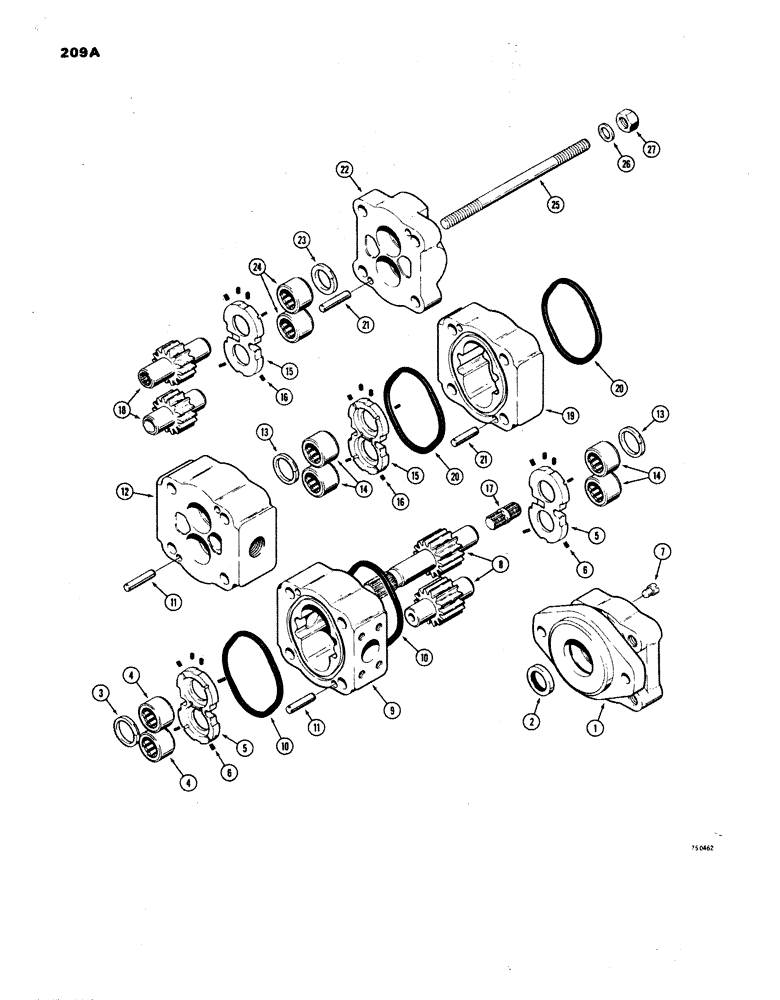 Схема запчастей Case W24B - (209A) - L71667 LOADER AND STEERING PUMP (08) - HYDRAULICS