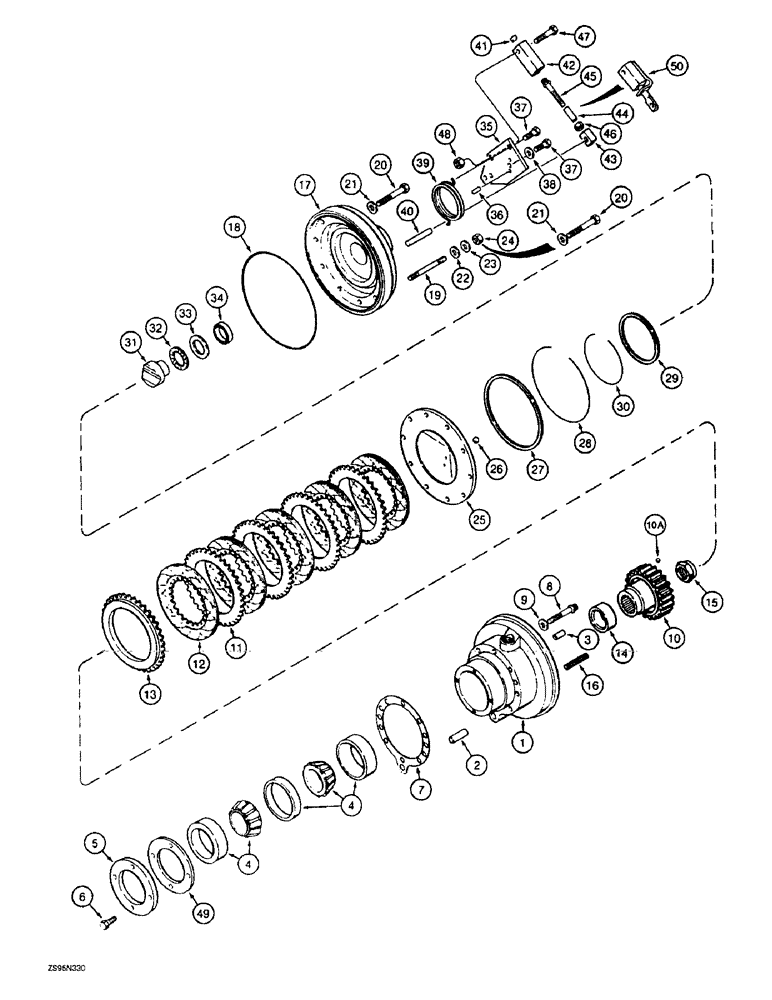 Схема запчастей Case 1150E - (7-02) - TRANSMISSION BRAKES, HOUSING, DISCS, AND ADJUSTERS (07) - BRAKES