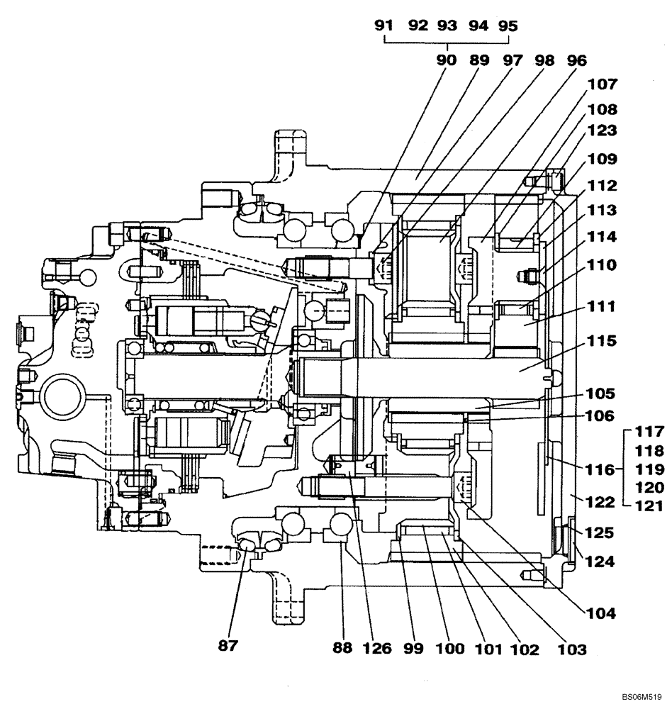 Схема запчастей Case CX225SR - (06-02) - MOTOR ASSY - GEAR ASSY, REDUCTION (06) - POWER TRAIN