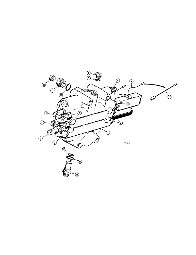 Схема запчастей Case 680CK - (352[1]) - L52725 LOADER CONTROL VALVE - 3 SPOOL TRACTOR SER. NO. 9106567 AND AFTER ALSO SER. NO. 9106556 AND 9106565 (35) - HYDRAULIC SYSTEMS