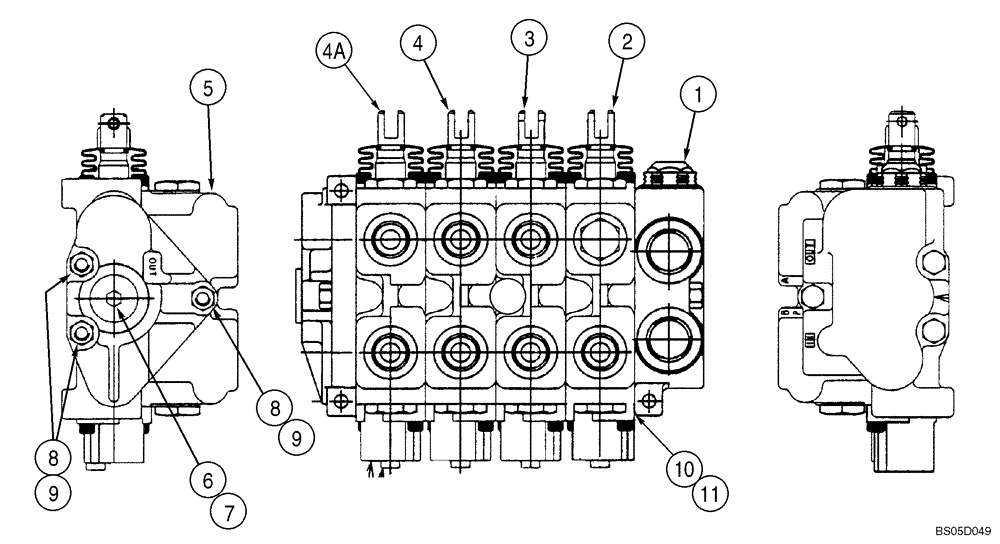 Схема запчастей Case 586G - (08-16) - VALVE ASSY - FORKLIFT CONTROL, FOUR SPOOL (08) - HYDRAULICS