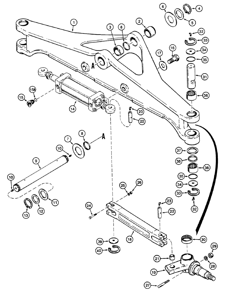 Схема запчастей Case 580SK - (5-20) - FRONT AXLE AND SPINDLES 2WD (05) - STEERING