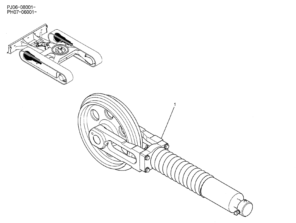 Схема запчастей Case CX50B - (02-004) - IDLER ASSY, CRAWLER (PY52D00022F1) (04) - UNDERCARRIAGE