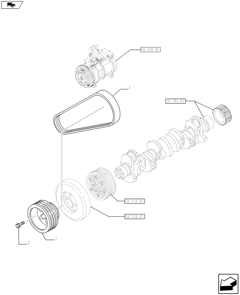 Схема запчастей Case F2CE9684E E017 - (10.103.03) - PULLEY - CRANKSHAFT (504045098 - 504170589) (01) - ENGINE