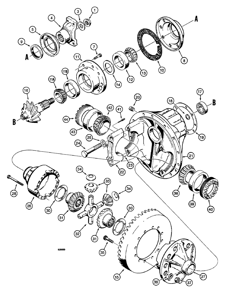 Схема запчастей Case W14 - (342) - DIFFERENTIALS, L72033 AND L72034 AXLES (06) - POWER TRAIN