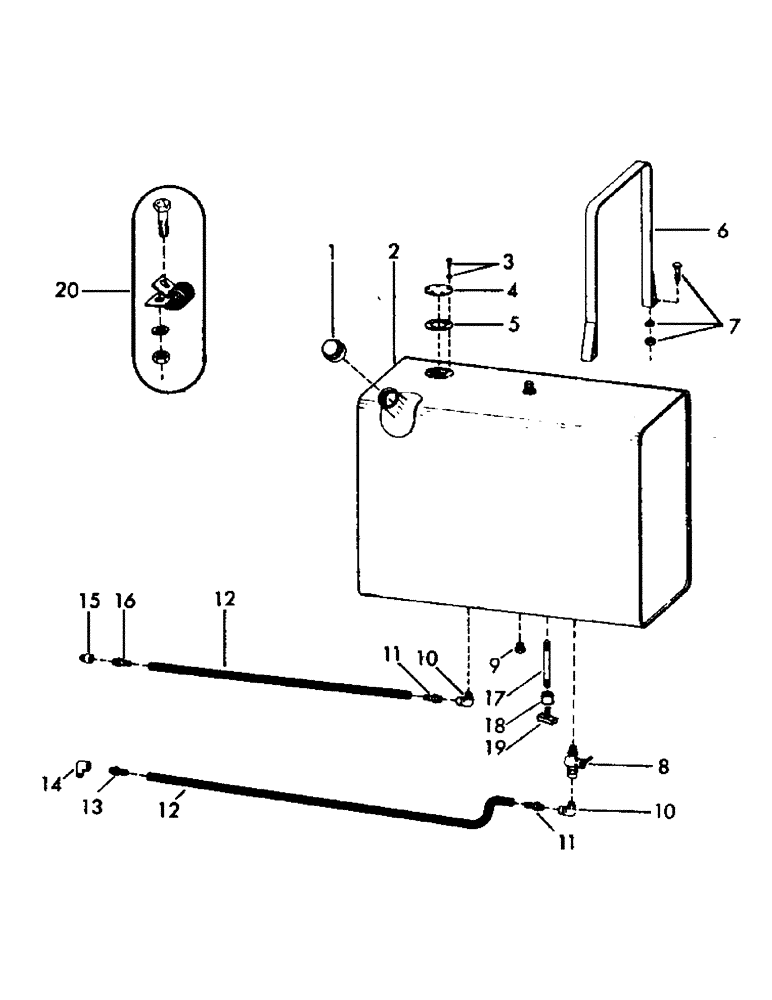 Схема запчастей Case 35YC - (C19) - FUEL TANK AND LINES FOR: IHC UC 263 GASOLINE ENGINE, IHC UD 282 AND GMC 3-53 DIESEL ENGINES (01) - ENGINE