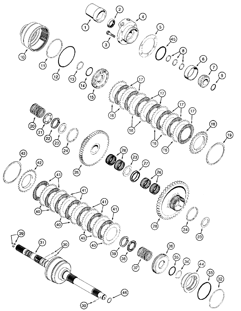 Схема запчастей Case 850H - (06-07) - TRANSMISSION - CLUTCHES, FORWARD/REVERSE AND MAINSHAFT (06) - POWER TRAIN