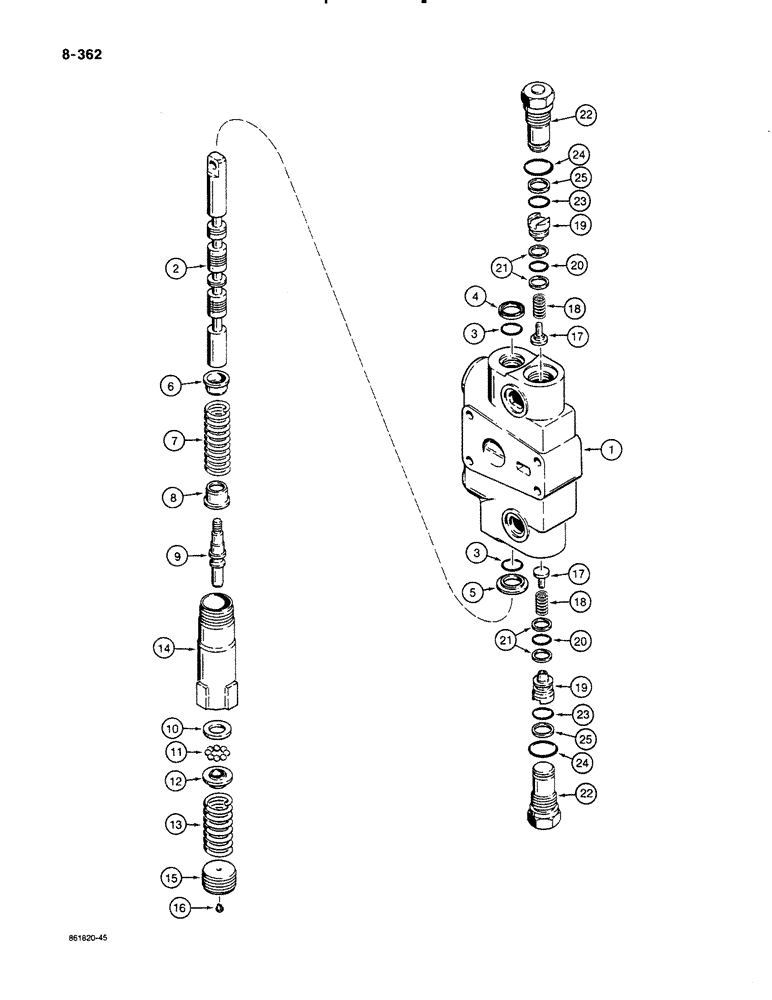 Схема запчастей Case 580K - (08-362) - LOADER CONTROL VALVE, LIFT SECTION, WITH MANUAL DETENT (08) - HYDRAULICS