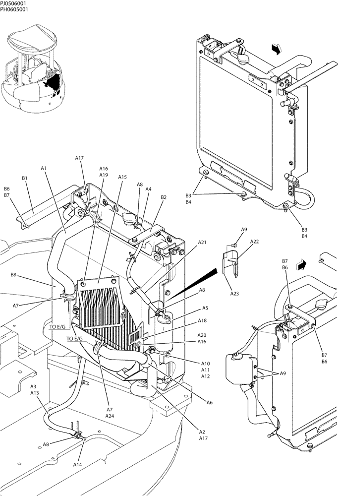 Схема запчастей Case CX50B - (05-003) - RADIATOR INSTAL (COOLER) (10) - ENGINE