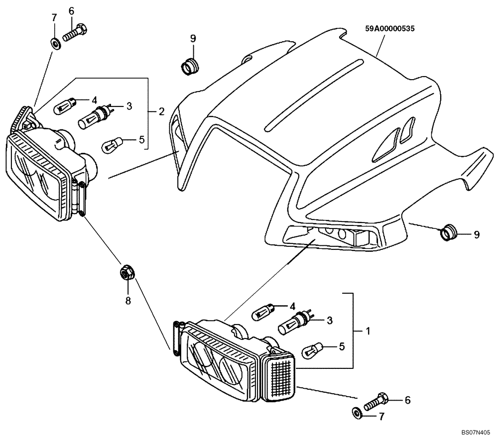 Схема запчастей Case 335B - (67A00001830[001]) - FRONT HEADLIGHT ASSY (87713356) (13) - Electrical System / Decals