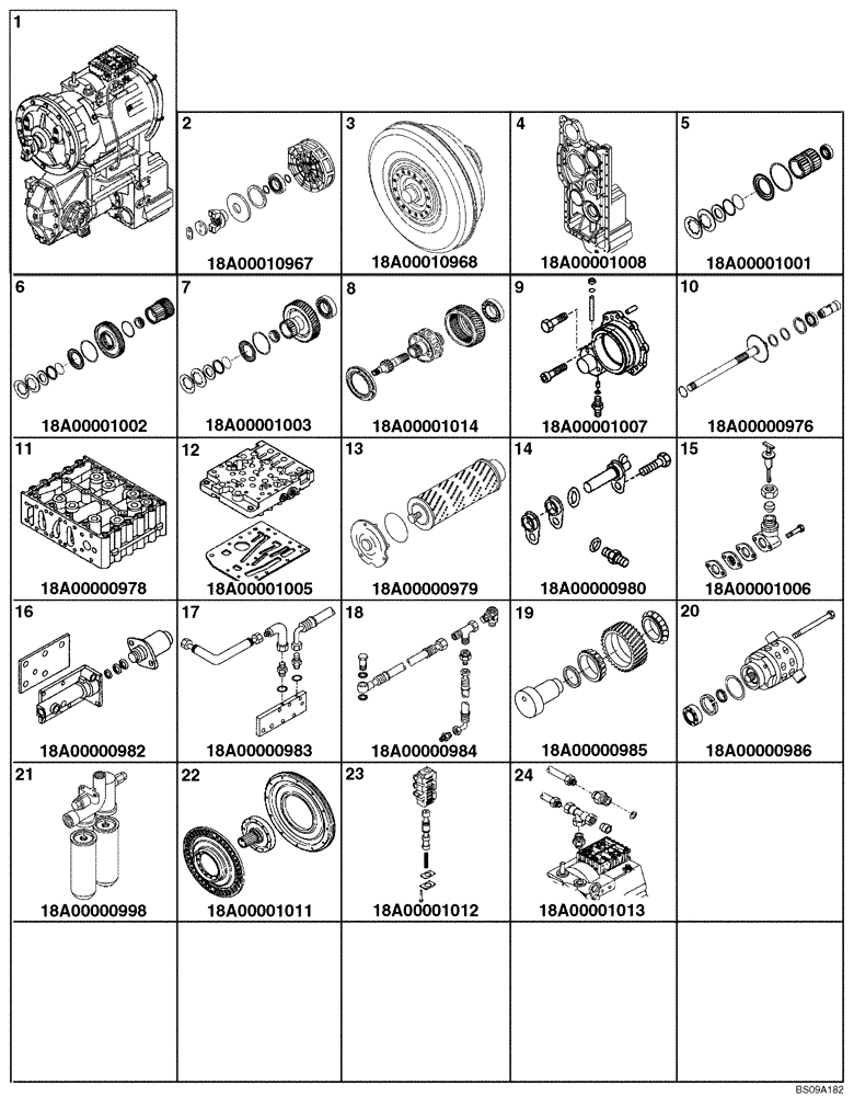 Схема запчастей Case 330B - (18A00000064[001]) - SECTION INDEX, TRANSMISSION ASSY W/RETARDER (P.I.N. HHD0330BN7PG57000 AND AFTER) (89500433731) (03) - Converter / Transmission