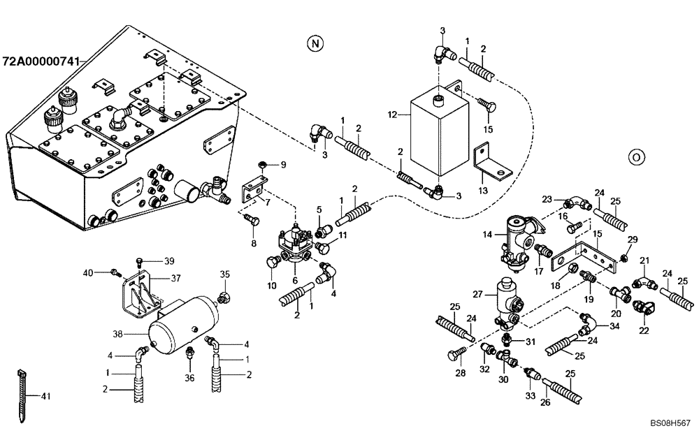 Схема запчастей Case 335B - (49A04021027[001]) - OIL SEPARATOR, FRONT FRAME ( N ) PNEUMATICS (SIMPLE MUX P.I.N. HHD0335BN8PG58100 AND AFTER) (87751094) (09) - Implement / Hydraulics / Frame / Brakes