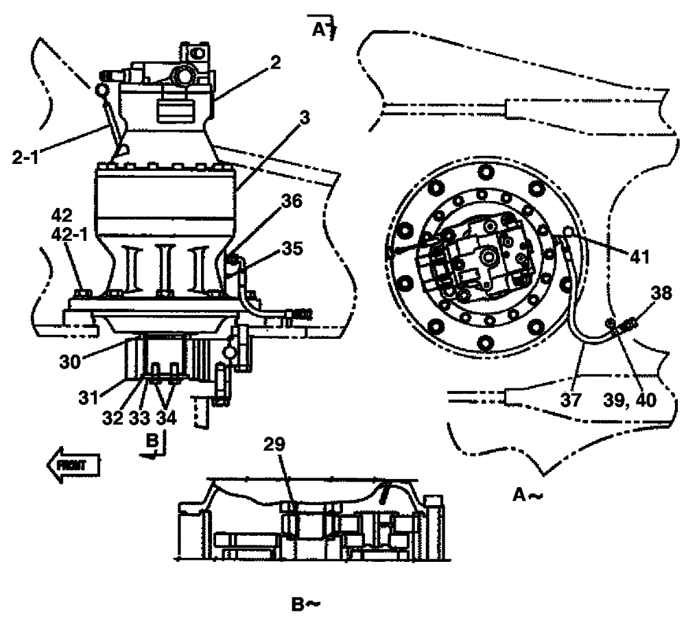 Схема запчастей Case CX240LR - (08-35[00]) - MOUNTING - SWING MOTOR (08) - HYDRAULICS