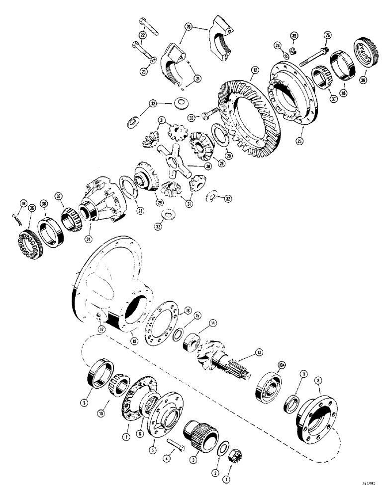 Схема запчастей Case 680CK - (091G) - D66310 DIFFERENTIAL, * F81-3200-A-1093 (27) - REAR AXLE SYSTEM