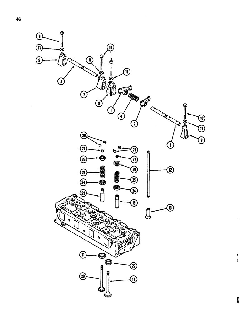 Схема запчастей Case 580D - (046) - VALVE MECHANISM, 207 TURBOCHARGED DIESEL ENGINE, 207 NATURALLY ASPIRATED DIESEL ENGINE (02) - ENGINE