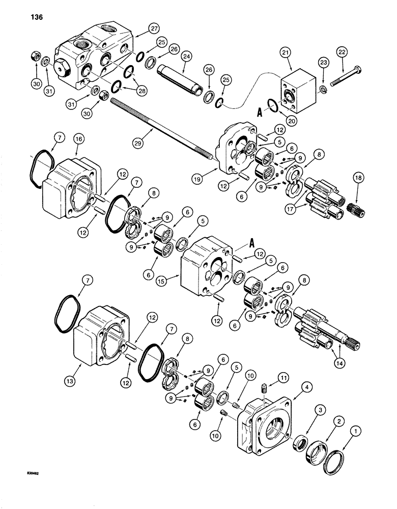 Схема запчастей Case 1280 - (136) - TRACK DRIVE HYDRAULIC MOTORS (04) - UNDERCARRIAGE