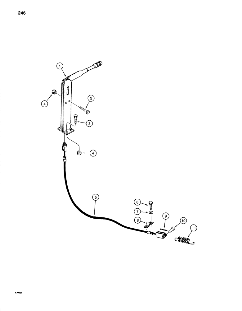 Схема запчастей Case 1280 - (246) - SWING BRAKE LEVER AND CABLE (04) - UNDERCARRIAGE