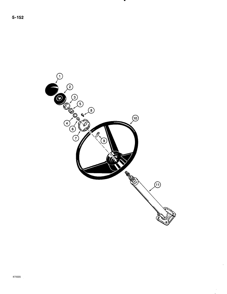 Схема запчастей Case 580K - (05-152) - STEERING WHEEL & COLUMN, SPECIAL PARTS USED ON MODELS W/HORN W/O TILT/TELESCOPING STEERING COLUMN (05) - STEERING