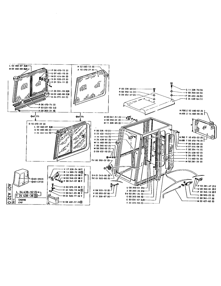 Схема запчастей Case 220 - (001) - CAB (12) - Chassis/Attachments