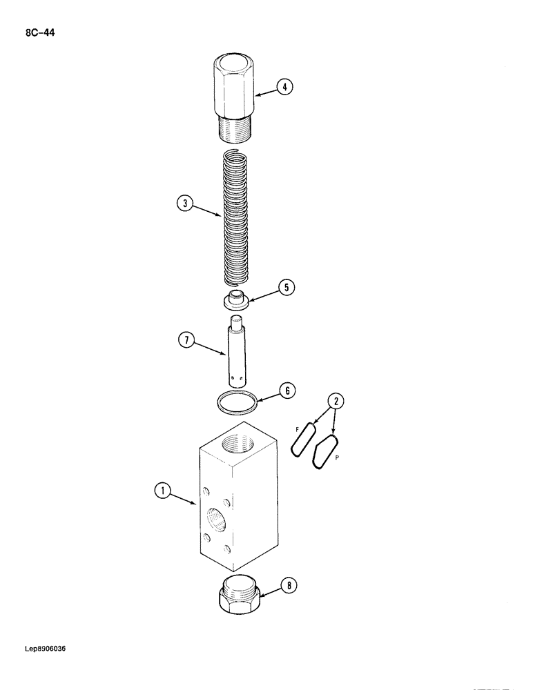 Схема запчастей Case 688 - (8C-44) - PRESSURE REGULATING VALVE (08) - HYDRAULICS