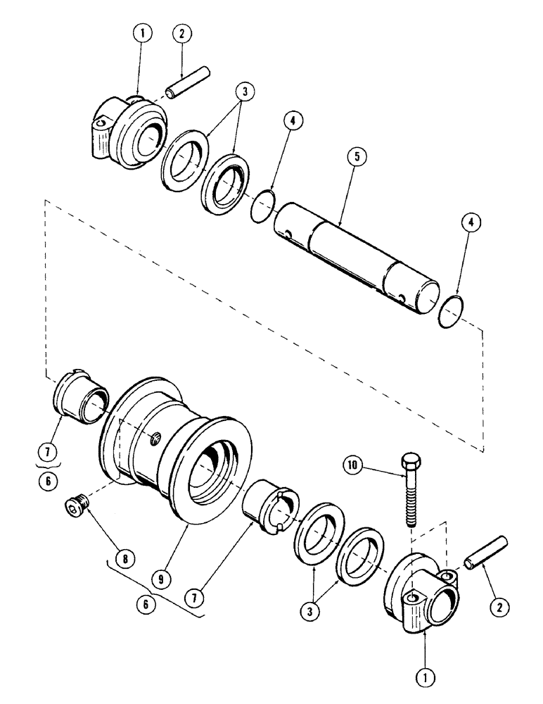 Схема запчастей Case 40 - (056) - SINGLE FLANGE TRACK ROLLER (48) - TRACKS & TRACK SUSPENSION