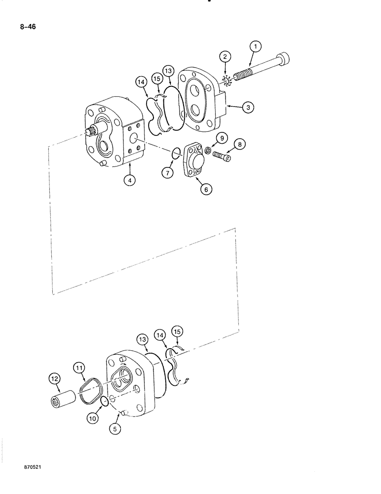 Схема запчастей Case 888 - (8-046) - LOW PRESSURE HYDRAULIC PUMP (08) - HYDRAULICS