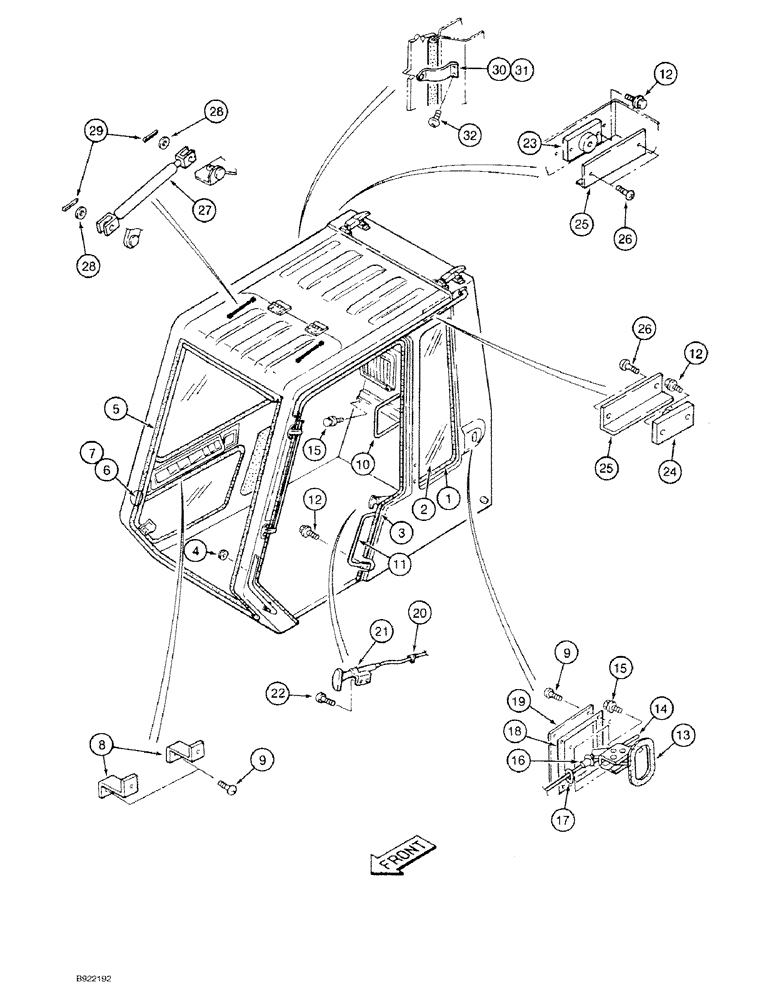 Схема запчастей Case 9030 - (9-48) - CAB DOOR RELEASE AND OVERHEAD DOOR CYLINDER (09) - CHASSIS