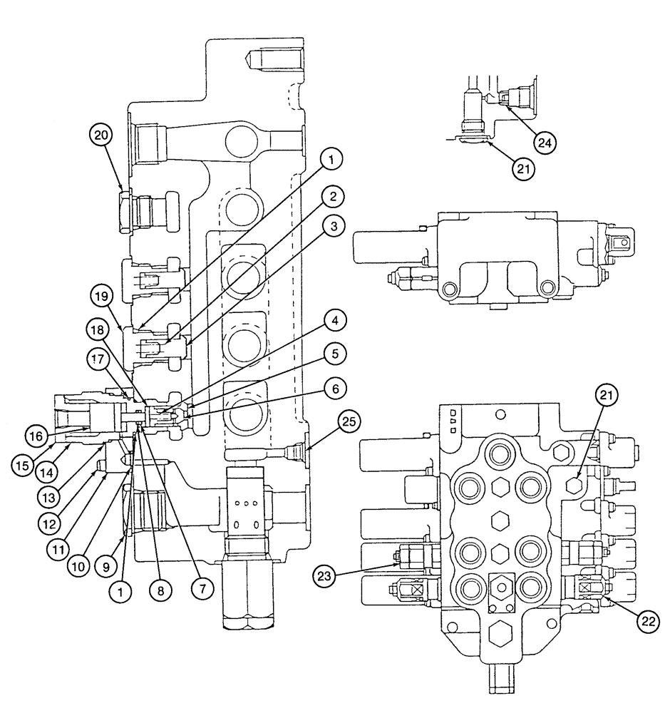 Схема запчастей Case 9020 - (8-076) - MAIN CONTROL VALVE, MISCELLANEOUS VALVES AND COMPONENTS, LEFT-HAND VALVE BANK (08) - HYDRAULICS