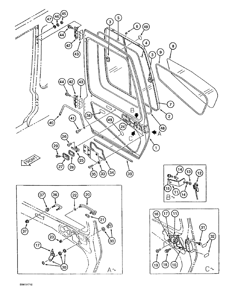 Схема запчастей Case 9020B - (9-076) - CAB DOOR (09) - CHASSIS