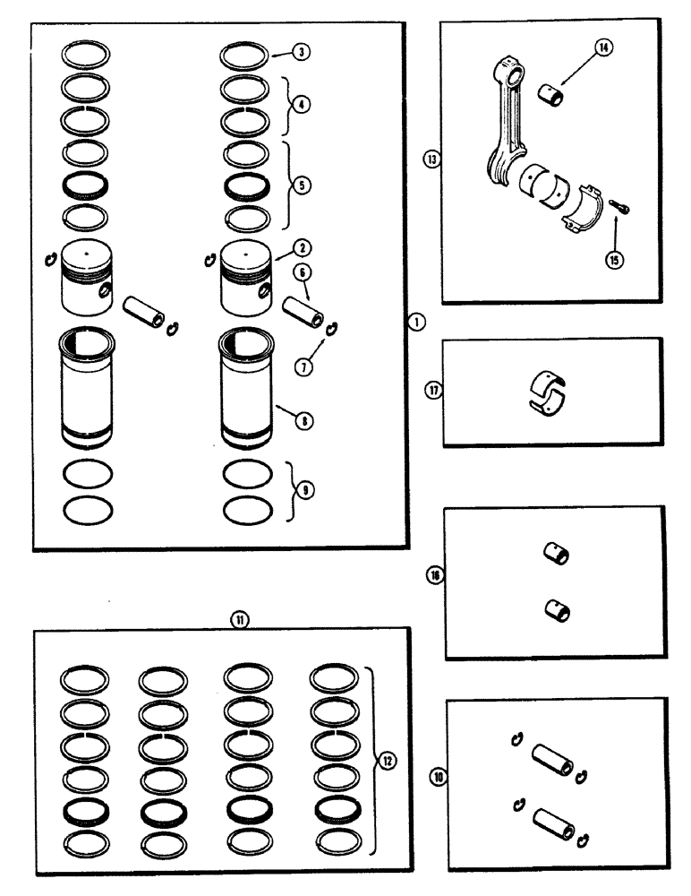 Схема запчастей Case 680CK - (022) - PISTON ASSEMBLY AND CONNECTING RODS, (267) DIESEL ENGINE (10) - ENGINE