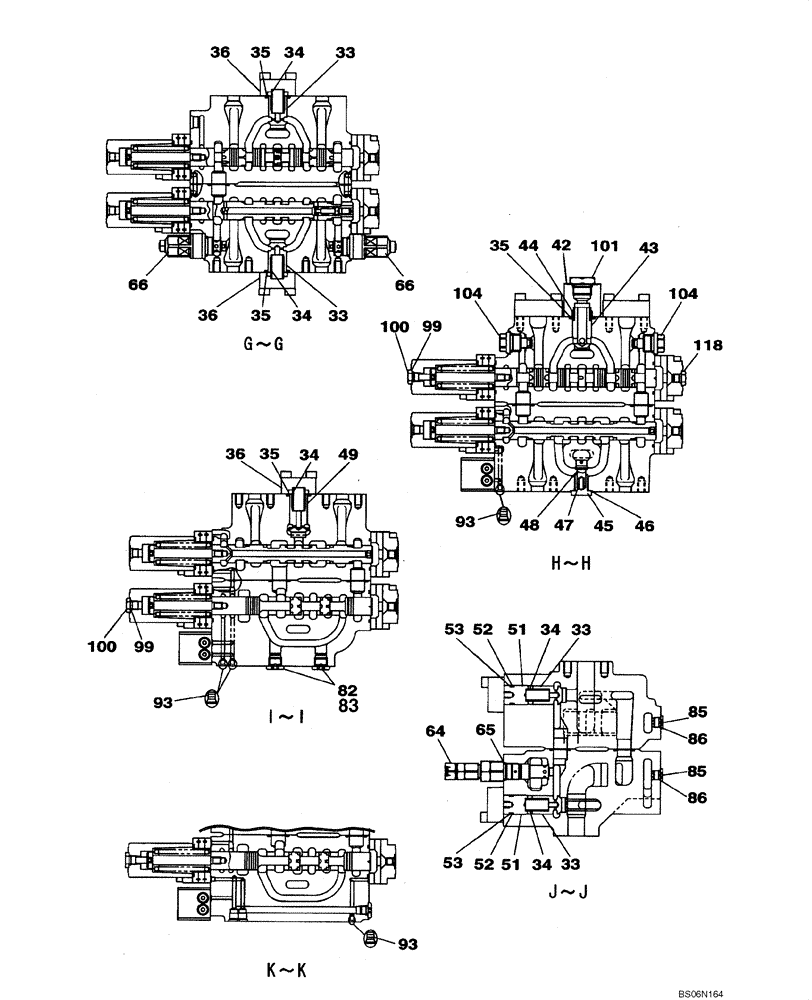 Схема запчастей Case CX290B - (08-67) - KBJ11001 VALVE ASSY - CONTROL (08) - HYDRAULICS