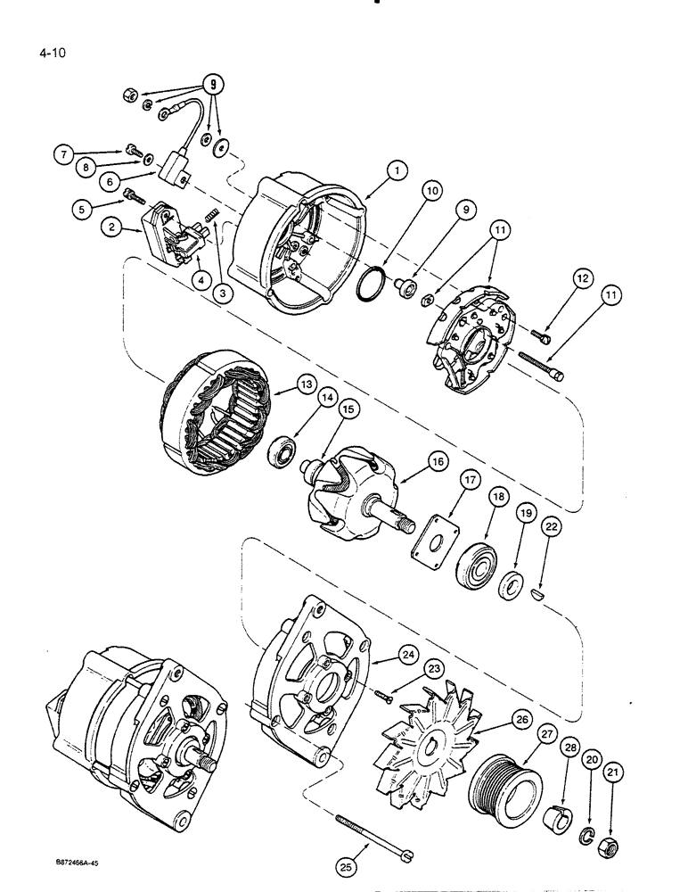 Схема запчастей Case 455C - (4-10) - BOSCH ALTERNATOR ASSEMBLY (04) - ELECTRICAL SYSTEMS