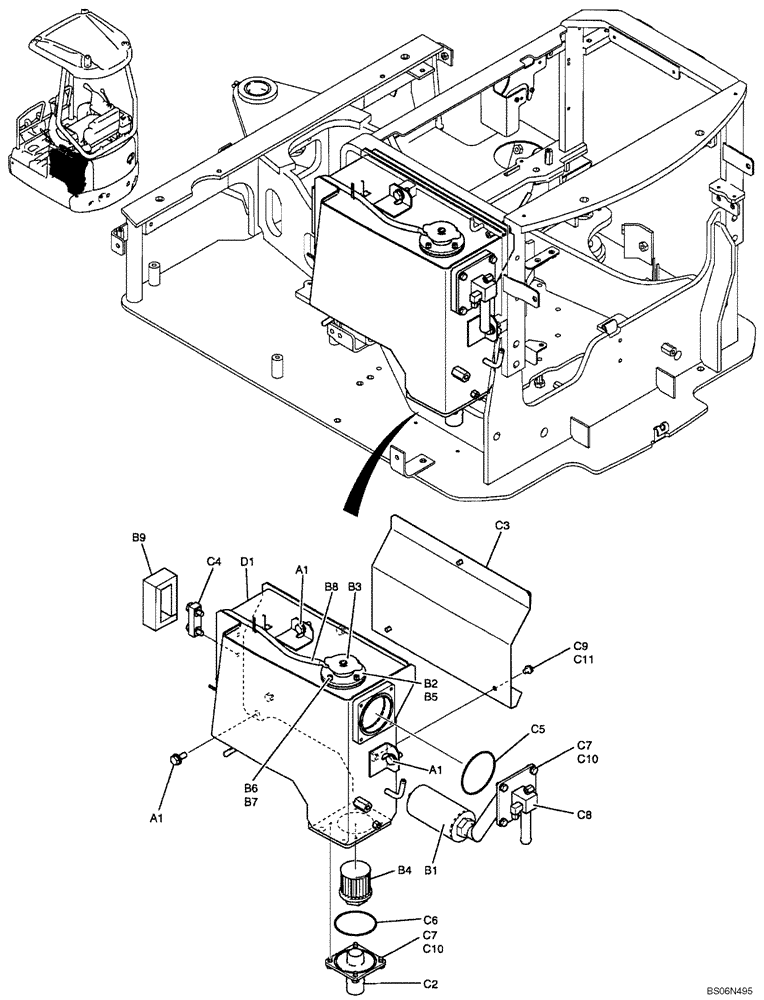 Схема запчастей Case CX17B - (01-012[00]) - TANK INSTAL, HYDRAULIC (PU33H00016F1, 19F1) (35) - HYDRAULIC SYSTEMS