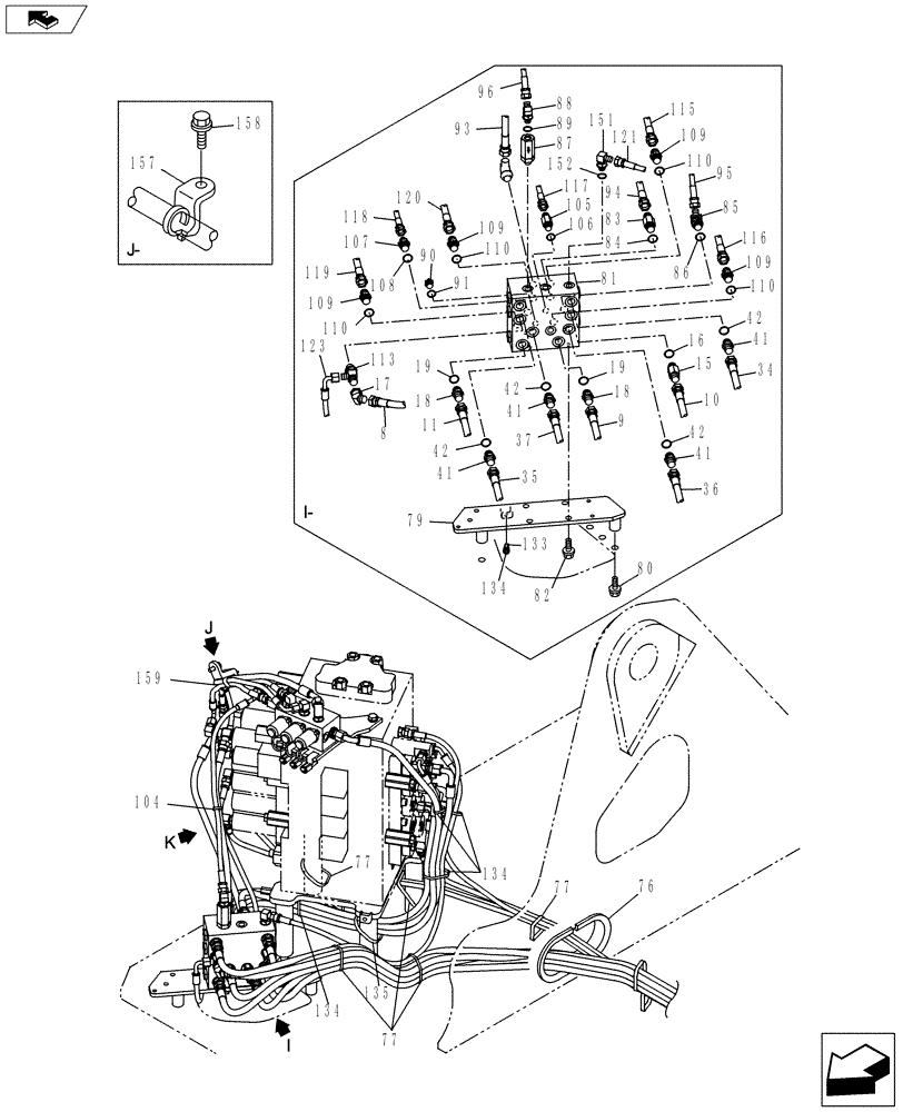 Схема запчастей Case CX235C SR - (35.357.02[03]) - CONTROL LINE - PILOT (35) - HYDRAULIC SYSTEMS