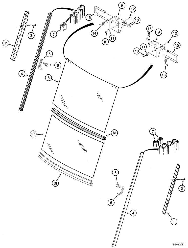 Схема запчастей Case 570MXT - (09-42) - CAB - WINDOW, REAR (09) - CHASSIS/ATTACHMENTS