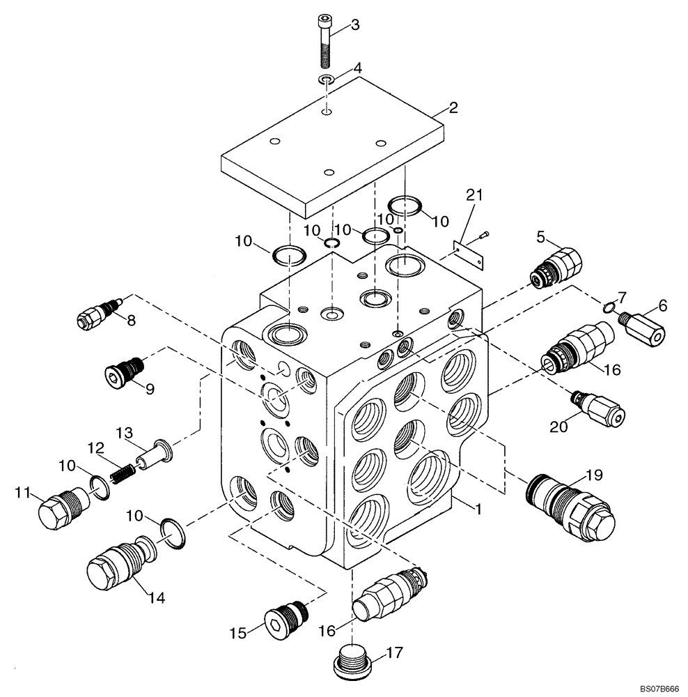 Схема запчастей Case 721E - (08-43) - VALVE ASSY - LOADER CONTROL, TWO SPOOL (Z-BAR) (08) - HYDRAULICS