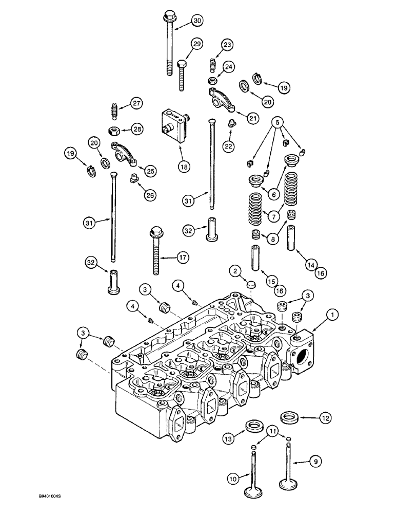 Схема запчастей Case 570LXT - (2-034) - CYLINDER HEAD AND VALVE MECHANISM, 4-390 ENGINE, 4T-390 ENGINE (02) - ENGINE