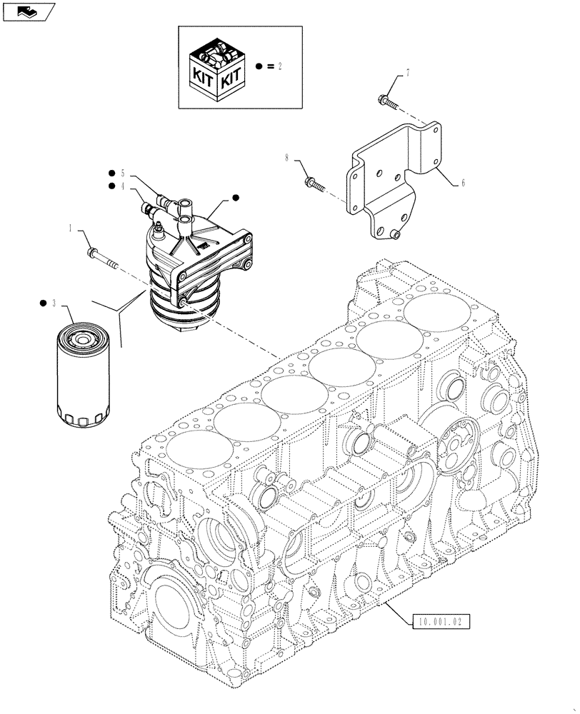 Схема запчастей Case F2CFE614D A004 - (10.206.01) - FUEL FILTER & RELATED PARTS (5801507198) (10) - ENGINE