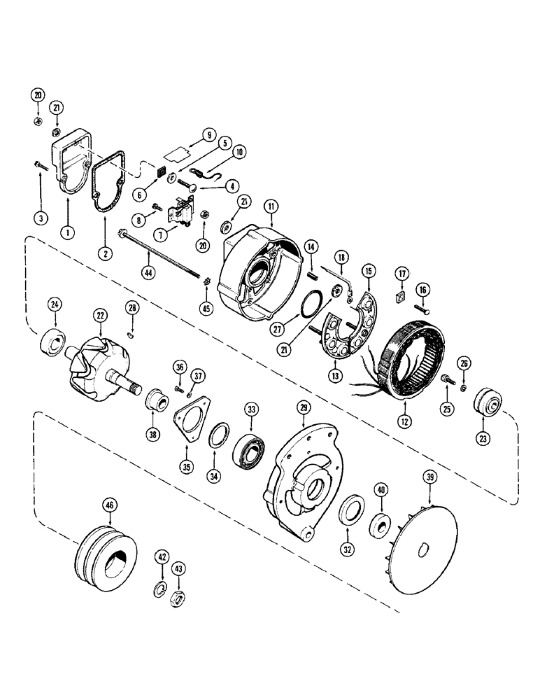 Схема запчастей Case 680CK - (044) - A41340 ALTERNATOR, (301) DIESEL ENGINE (55) - ELECTRICAL SYSTEMS